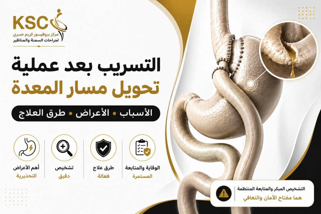 التسريب بعد عملية تحويل مسار المعدة
